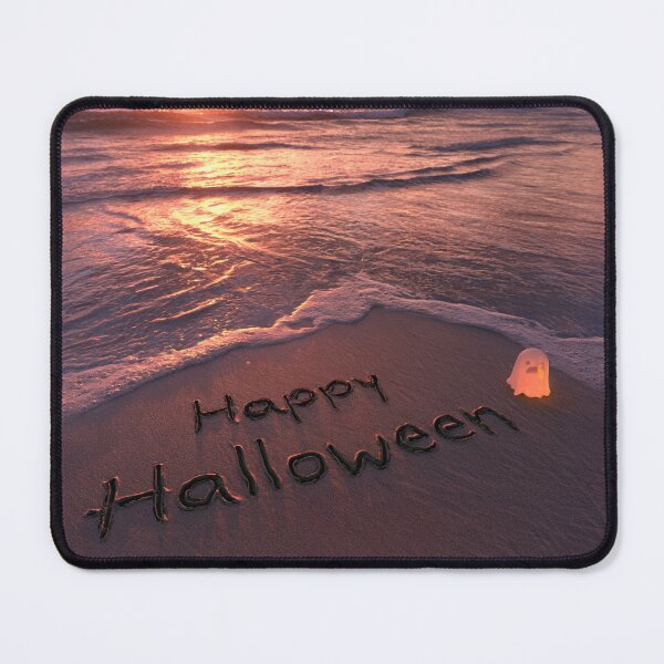 Item preview, Happy Halloween Sand Inscription With Glowing Ghost Figure At Sunset Shoreline designed and sold by chase-thewave.
