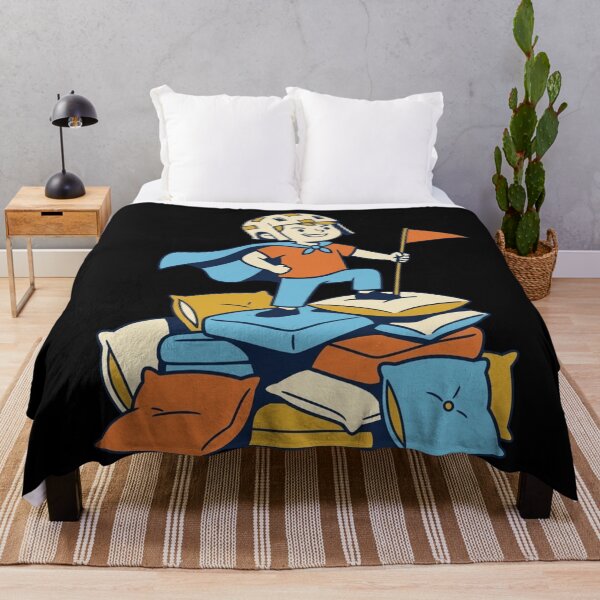 Item preview, King Of The Pillow Fort Brave Kid Indoor Explorer Vintage Cartoon Art designed and sold by mood-draftsman.