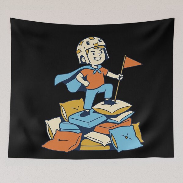 Item preview, King Of The Pillow Fort Brave Kid Indoor Explorer Vintage Cartoon Art designed and sold by mood-draftsman.
