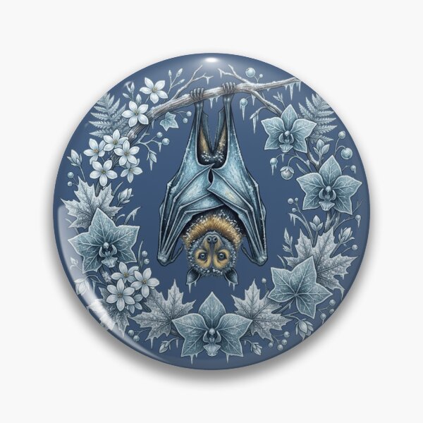 Item preview, Hanging Bat in Winter Wreath with Icicles  designed and sold by BirdsnStuff.