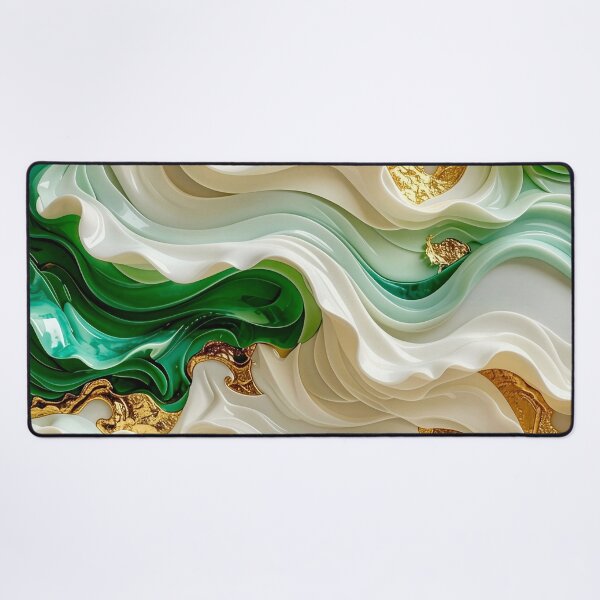 Item preview, Duality of Ivory Marble and Jade Waves designed and sold by Vicky Brago-Mitchell®.