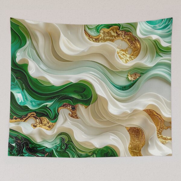 Item preview, Duality of Ivory Marble and Jade Waves designed and sold by Vicky Brago-Mitchell®.