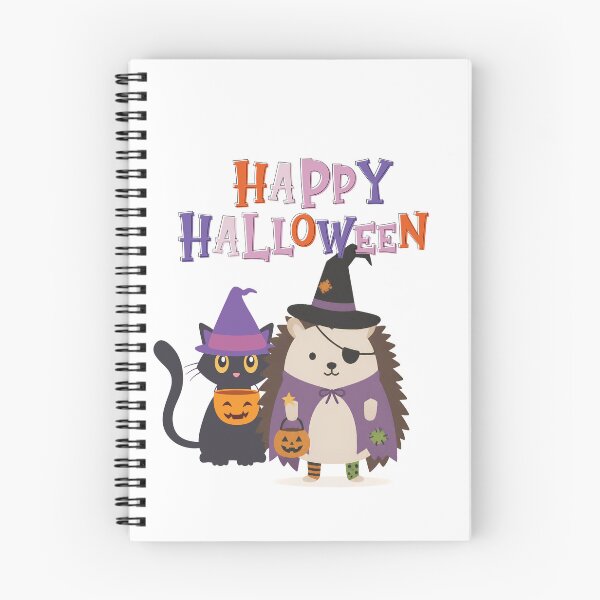 Item preview, Cute Halloween Cat And Hedgehog Trick Or Treat designed and sold by Inka Moon Design.