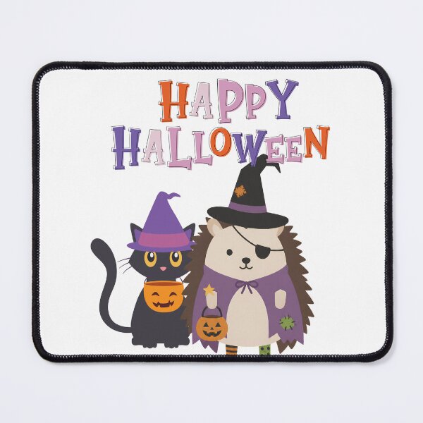 Item preview, Cute Halloween Cat And Hedgehog Trick Or Treat designed and sold by Inka Moon Design.