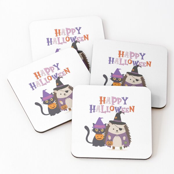 Item preview, Cute Halloween Cat And Hedgehog Trick Or Treat designed and sold by Inka Moon Design.
