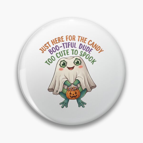 Item preview, Cute Halloween Froggy Dude Just Here For The Candy Ghost designed and sold by Basma Designs | Retro, Kawaii Shirts & Stickers.