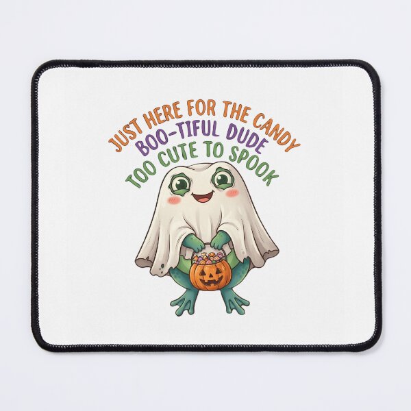 Item preview, Cute Halloween Froggy Dude Just Here For The Candy Ghost designed and sold by Basma Designs | Retro, Kawaii Shirts & Stickers.