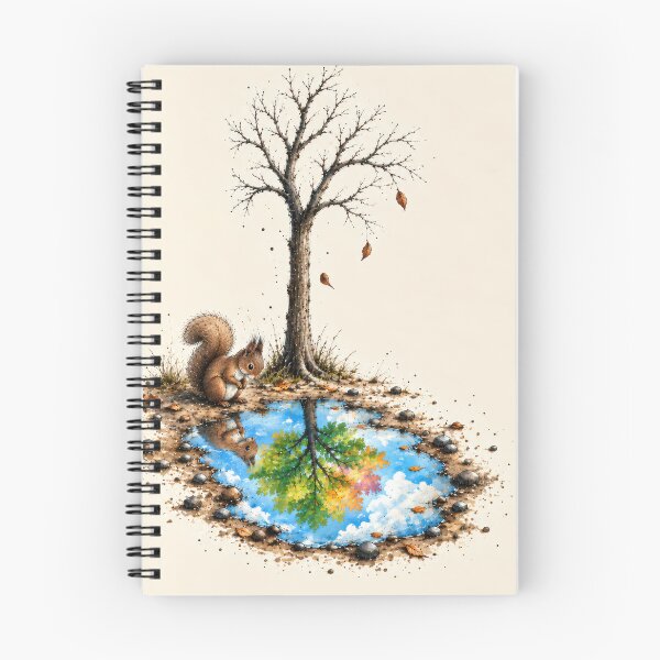 Aperçu de l'œuvre Un écureuil regarde une flaque d'eau d'automne créée et vendue par Maria Dryfhout.