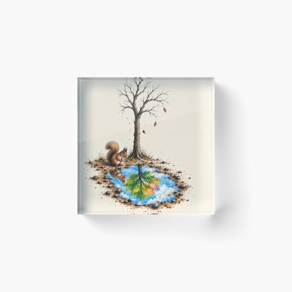 Item preview, Squirrel Looking into an Autumn Puddle designed and sold by Maria Dryfhout.