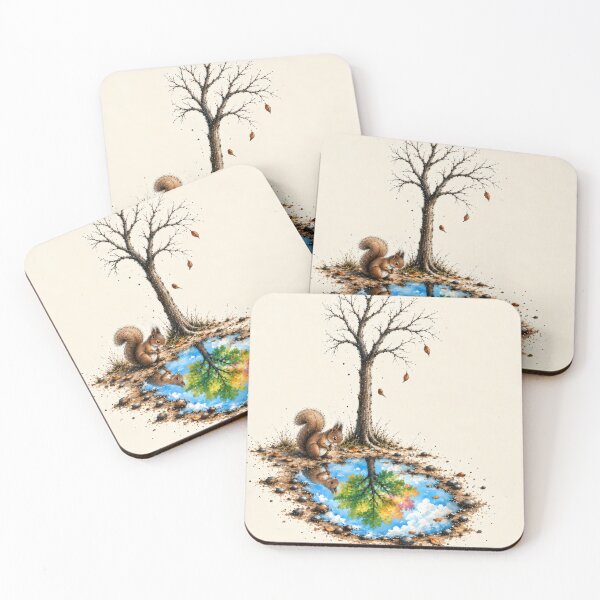 Item preview, Squirrel Looking into an Autumn Puddle designed and sold by Maria Dryfhout.