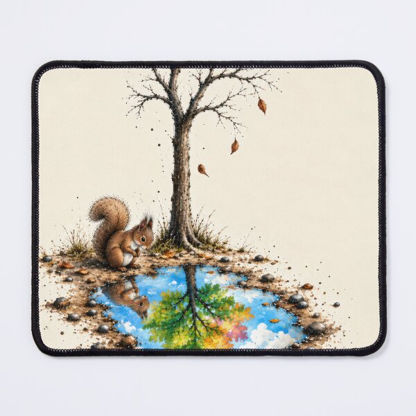 Item preview, Squirrel Looking into an Autumn Puddle designed and sold by Maria Dryfhout.