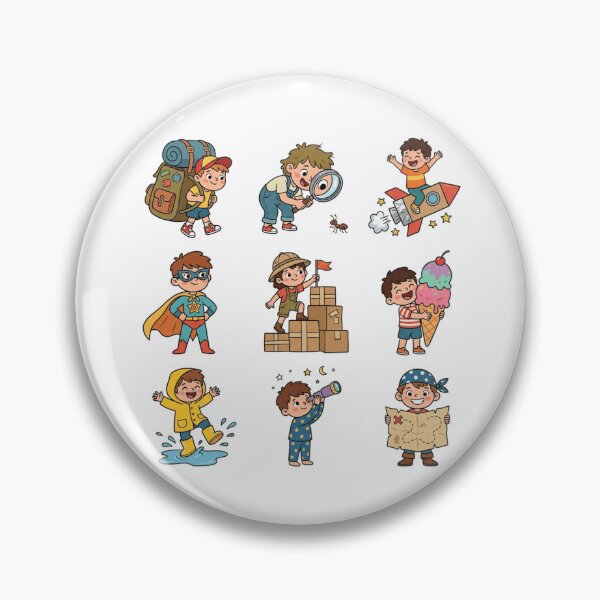 Item preview, Little Adventurer Pretend Play Childhood Dreams Vintage Cartoon Sticker Sheet Pack designed and sold by mood-draftsman.