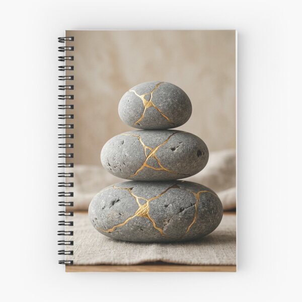 Item preview, Kintsugi River Stones Art Print - Zen Cairn Wabi-Sabi Decor designed and sold by Purrfecta.