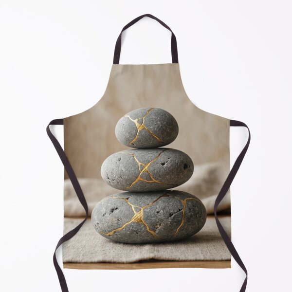 Item preview, Kintsugi River Stones Art Print - Zen Cairn Wabi-Sabi Decor designed and sold by Purrfecta.