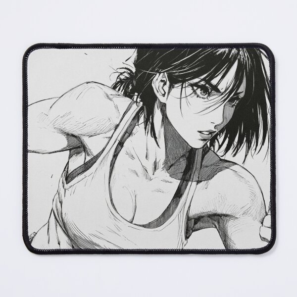 Item preview, Anime Fitness Warrior - Ink Sketch Muscular Gym Girl designed and sold by AxeWave.