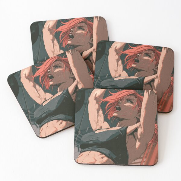 Item preview, Anime Fitness Overhead Press - Red Hair Gym Illustration designed and sold by AxeWave.
