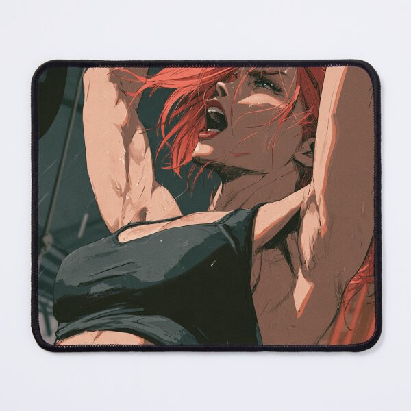 Item preview, Anime Fitness Overhead Press - Red Hair Gym Illustration designed and sold by AxeWave.