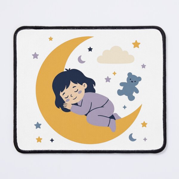 Item preview, Sleeping Baby On Crescent Moon Sweet Dreams Vintage Nursery Art designed and sold by mood-draftsman.