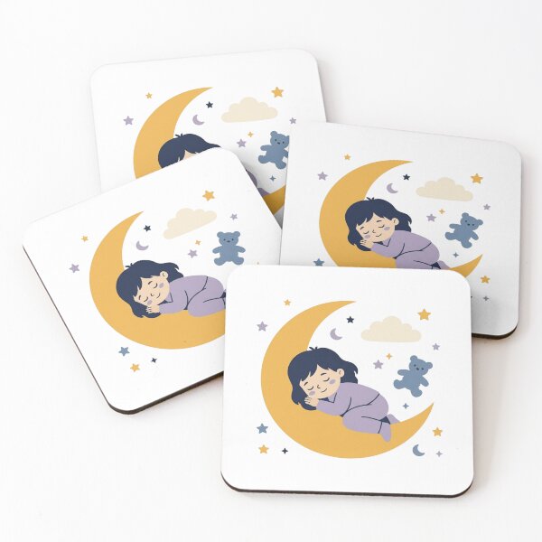 Item preview, Sleeping Baby On Crescent Moon Sweet Dreams Vintage Nursery Art designed and sold by mood-draftsman.