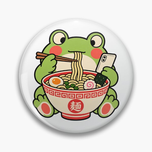 Item preview, Grumpy Frog Eating Ramen Cute Simple Kawaii designed and sold by GibasVisuals.