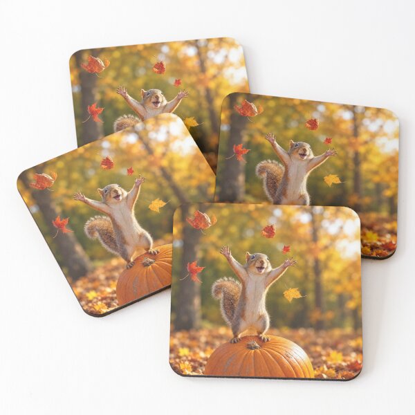Item preview, Happy Squirrel Throwing Autumn Leaves in the Air designed and sold by Maria Dryfhout.