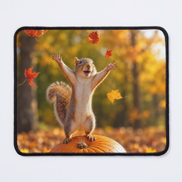 Item preview, Happy Squirrel Throwing Autumn Leaves in the Air designed and sold by Maria Dryfhout.