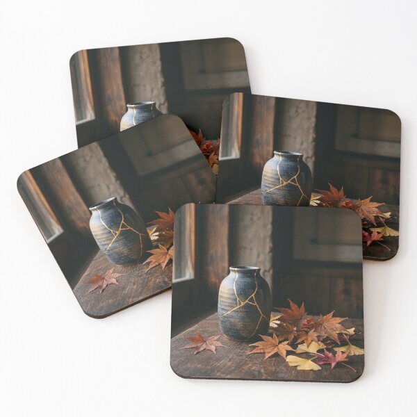 Item preview, Kintsugi Autumn Vase Art Print - Maple Leaf Japanese Decor designed and sold by Purrfecta.