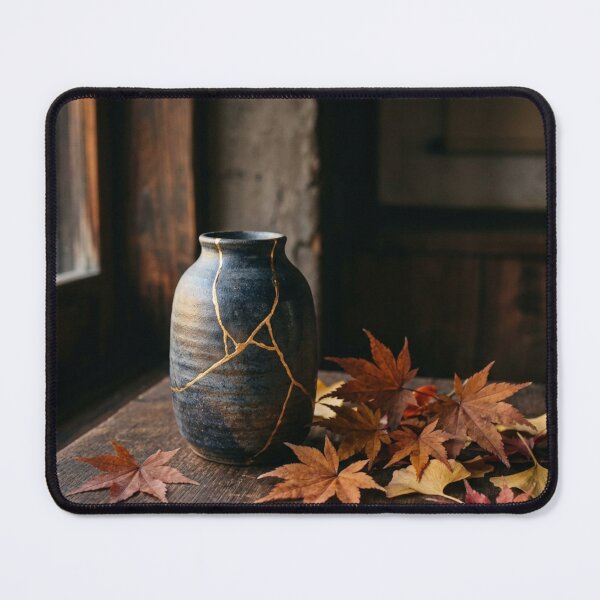 Item preview, Kintsugi Autumn Vase Art Print - Maple Leaf Japanese Decor designed and sold by Purrfecta.