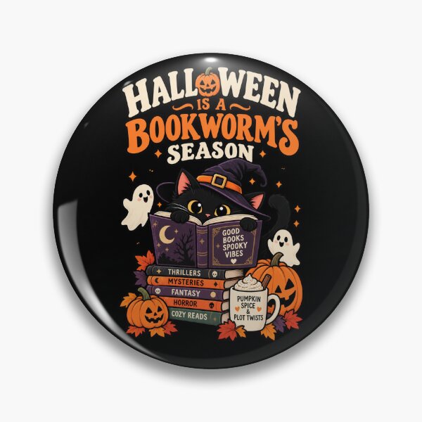 Item preview, Halloween Is A Bookworm's Season Black Cat Reader designed and sold by Ridaelb.