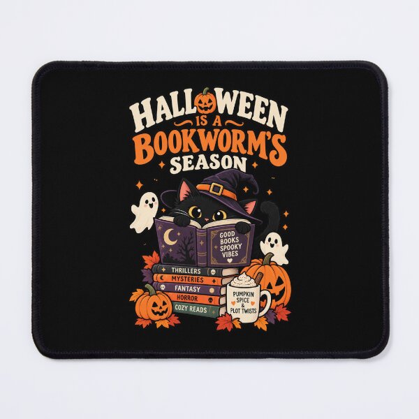 Item preview, Halloween Is A Bookworm's Season Black Cat Reader designed and sold by Ridaelb.