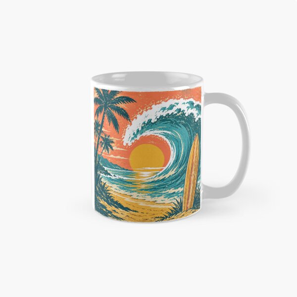 Item preview, Vintage Surf Ocean Wave Sunset Beach Artwork designed and sold by Avenuse style.