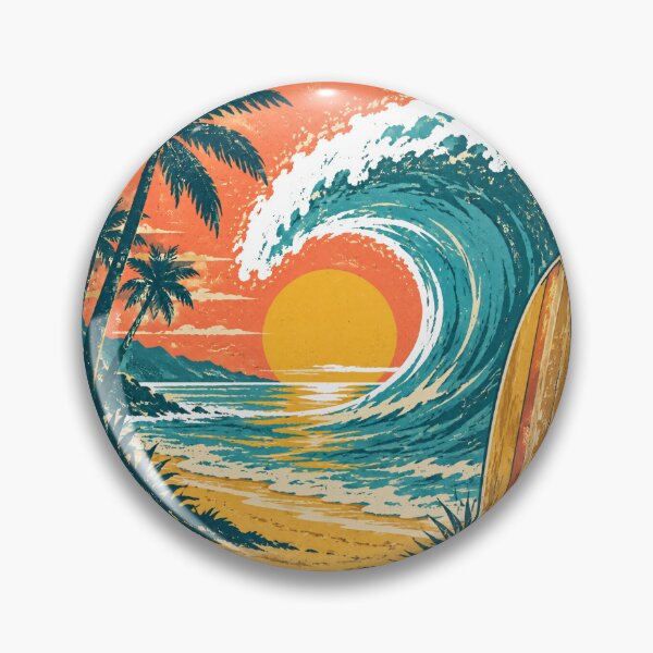 Item preview, Vintage Surf Ocean Wave Sunset Beach Artwork designed and sold by Avenuse style.