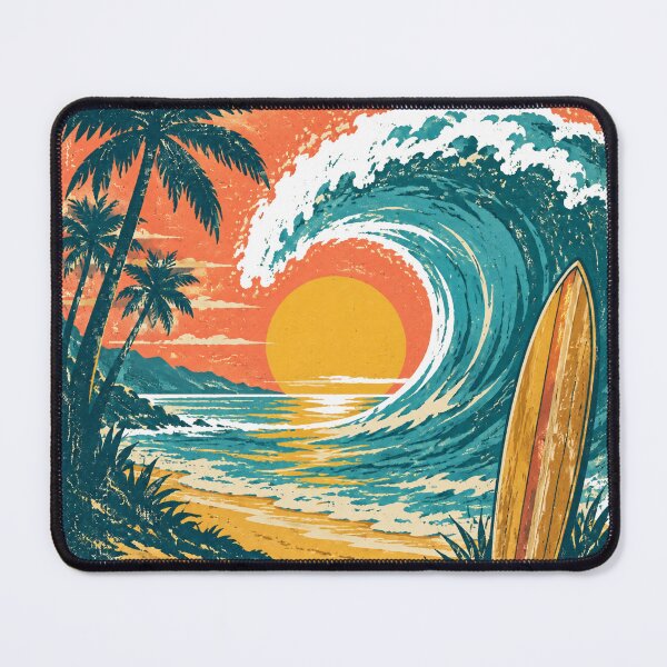 Item preview, Vintage Surf Ocean Wave Sunset Beach Artwork designed and sold by Avenuse style.