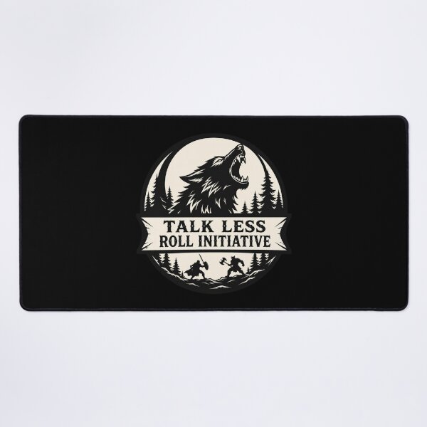 Item preview, Talk Less Roll Initiative - Split Silhouette Direwolf RPG designed and sold by Dice_Goblin_Studio.