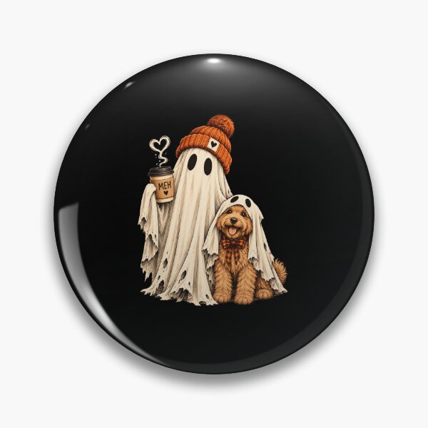 Item preview, ghost Halloween Ghost and Dog in Cozy Autumn Hats designed and sold by anapldv.