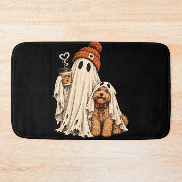 Item preview, ghost Halloween Ghost and Dog in Cozy Autumn Hats designed and sold by anapldv.
