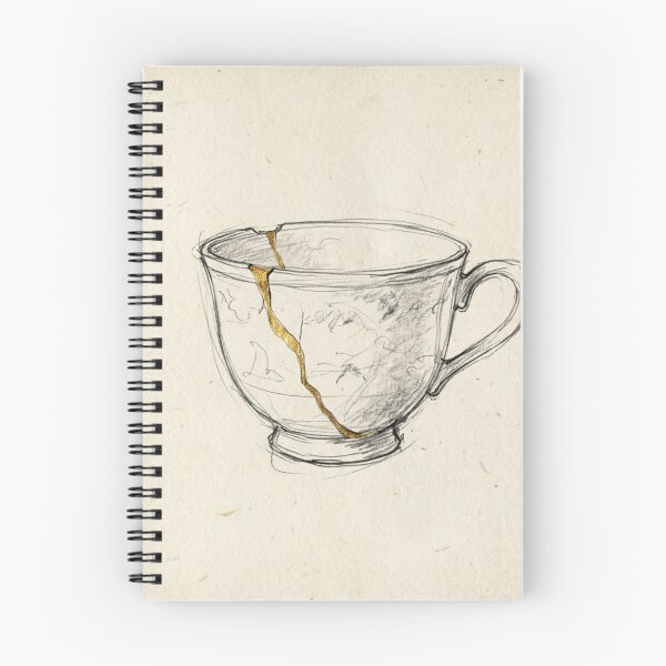 Item preview, Kintsugi Sketch Art Print - Hand-Drawn Gold Line Teacup designed and sold by Purrfecta.