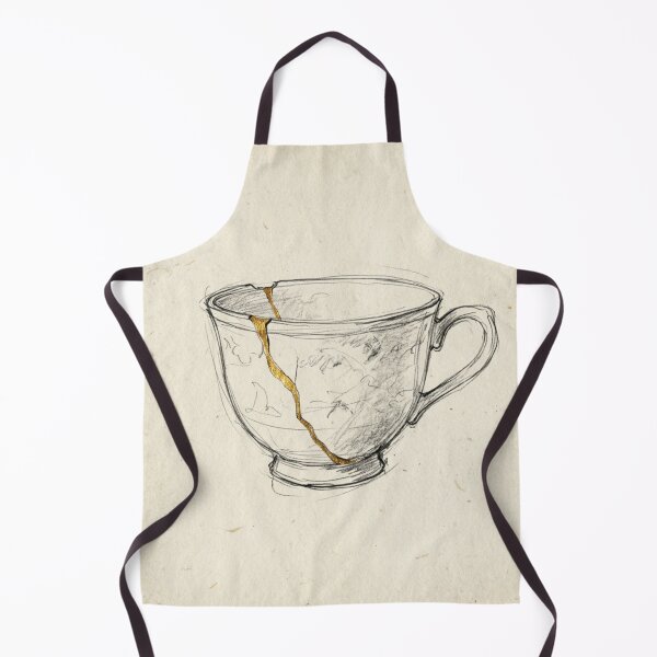 Item preview, Kintsugi Sketch Art Print - Hand-Drawn Gold Line Teacup designed and sold by Purrfecta.