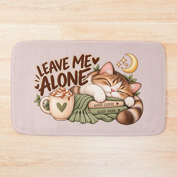 Item preview, Leave Me Alone – Cozy Sleeping Cat & Coffee designed and sold by HO•Designs.