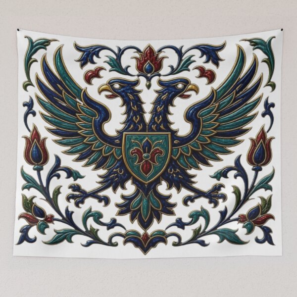Item preview, Medieval Double Headed Eagle Heraldic Tile Ornament designed and sold by Breezes-of-Ida.