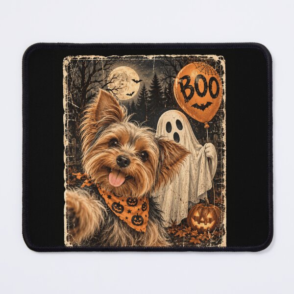 Item preview, Halloween Dog Portrait with Ghost and Pumpkin Balloon designed and sold by anapldv.