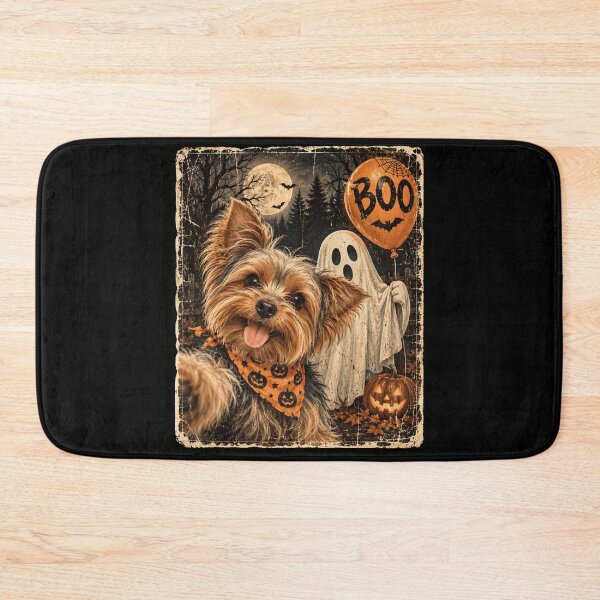 Item preview, Halloween Dog Portrait with Ghost and Pumpkin Balloon designed and sold by anapldv.