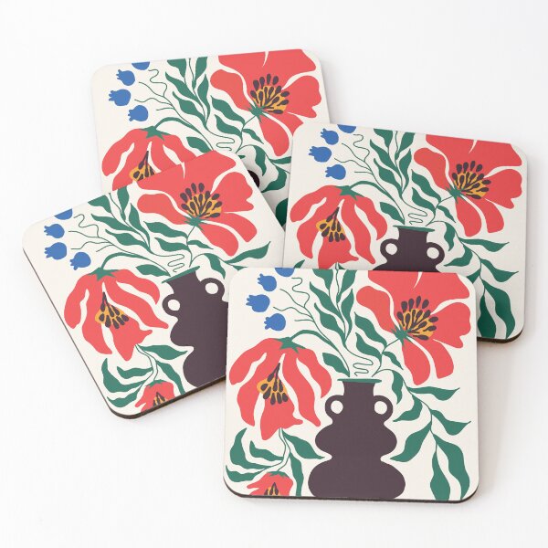 Item preview, Floral Forms 02 | Matisse Inspired Dark Plum Vase & Coral Botanicals designed and sold by MarleneCanto.