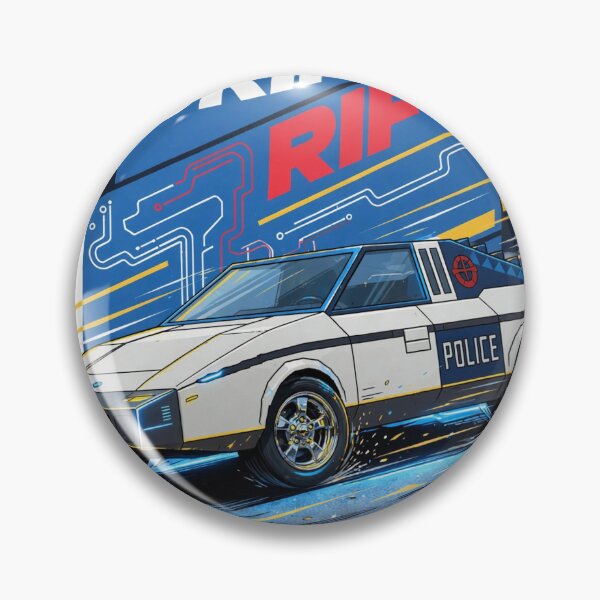 Item preview, Retro Futuristic Police Drift Car - 80s Cyberpunk Racing Art designed and sold by redkat-4.