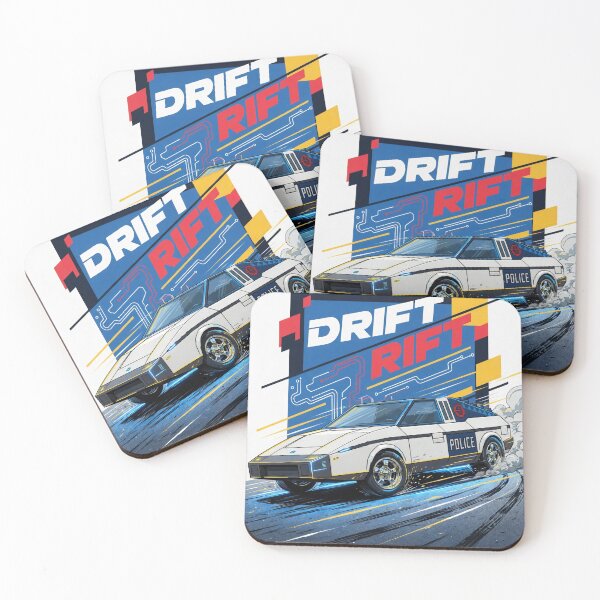Item preview, Retro Futuristic Police Drift Car - 80s Cyberpunk Racing Art designed and sold by redkat-4.