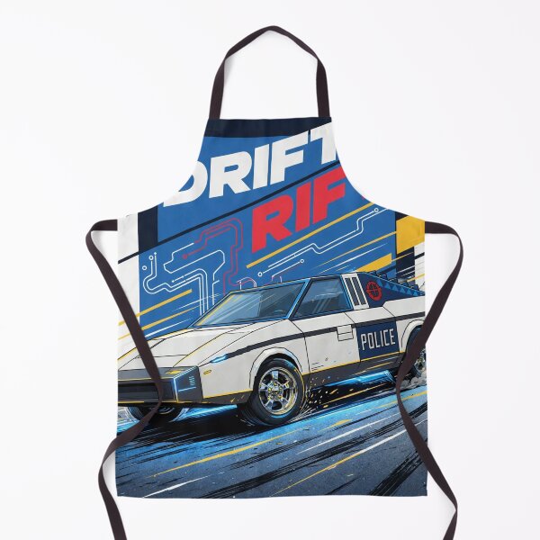Item preview, Retro Futuristic Police Drift Car - 80s Cyberpunk Racing Art designed and sold by redkat-4.