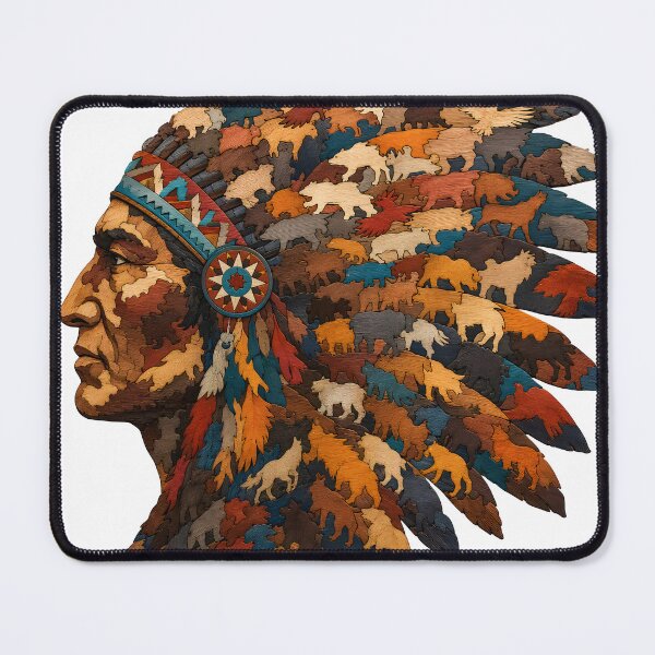 Item preview, Native American Chief Wooden Jigsaw Puzzle Spiritual Animal Art designed and sold by VisualVerseLab.