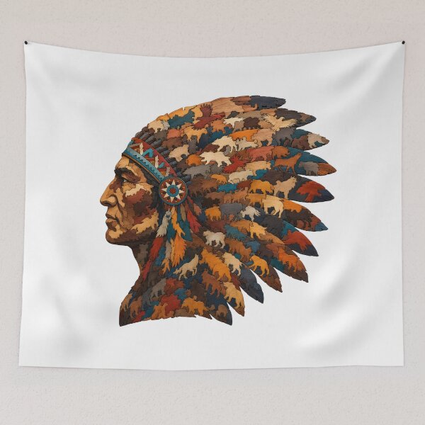 Item preview, Native American Chief Wooden Jigsaw Puzzle Spiritual Animal Art designed and sold by VisualVerseLab.