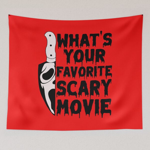 Aperçu de l'œuvre Quel est votre film d'horreur préféré ? – Illustration d'Halloween sur le thème des films d'horreur créée et vendue par SweetTeezPrints.