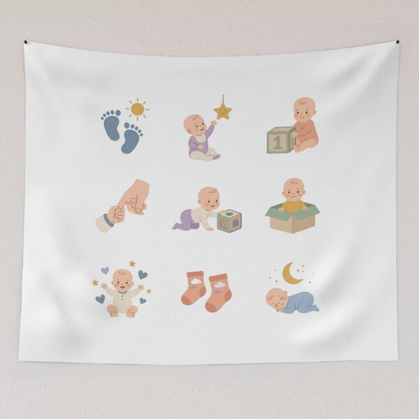 Item preview, Baby Milestone Precious Firsts Vintage Cartoon Nursery Sticker Sheet Pack designed and sold by mood-draftsman.